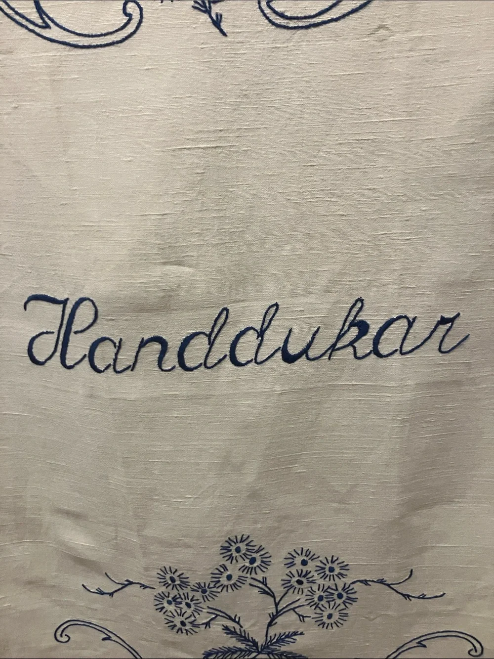 Vintage Swedish large size hand embroidered guest towel dish towel